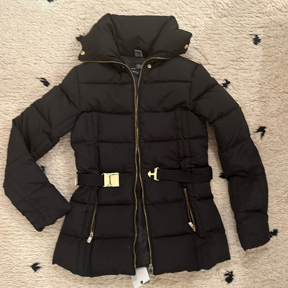 Zara Girls black puffer jacket - size 13/14